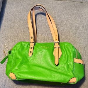 Isaac Mizhari Lime Green and Tan Shoulder Bag